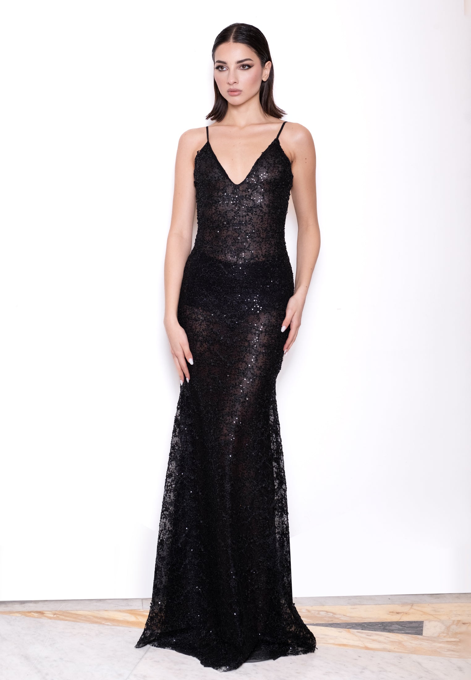Abito lungo sheath - fronte