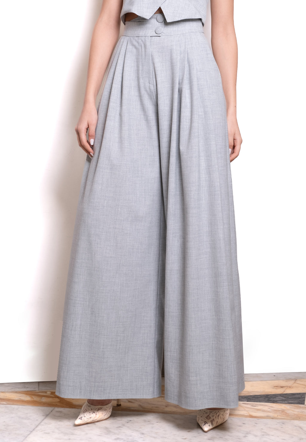 Pantalone wide-leg a vita alta