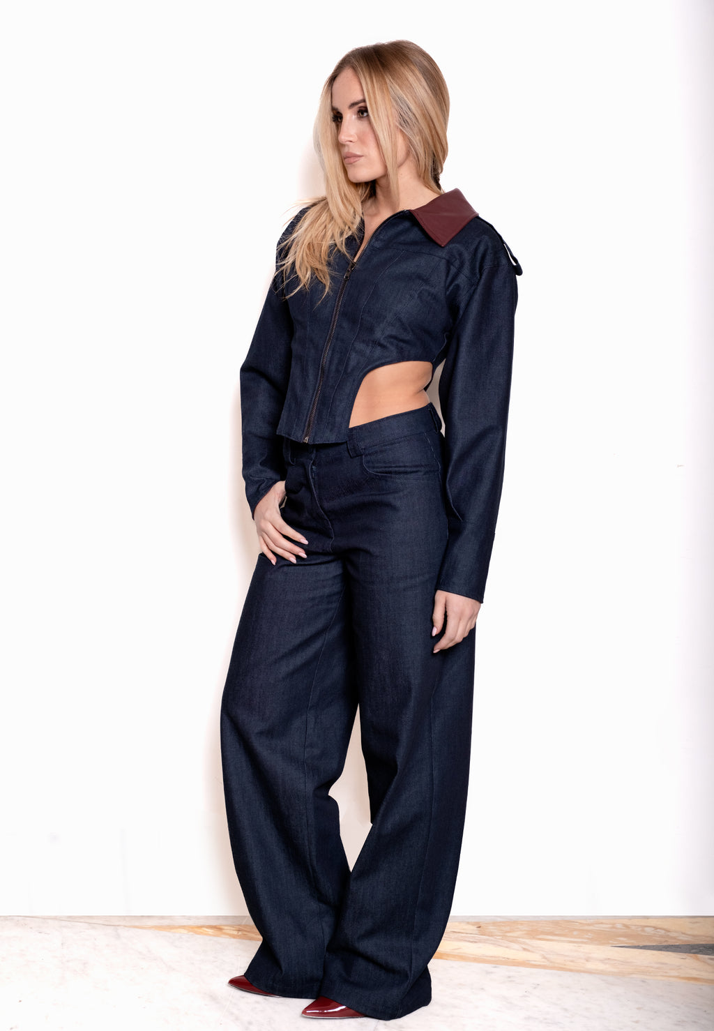 Pantalone wide-leg a vita bassa - retro