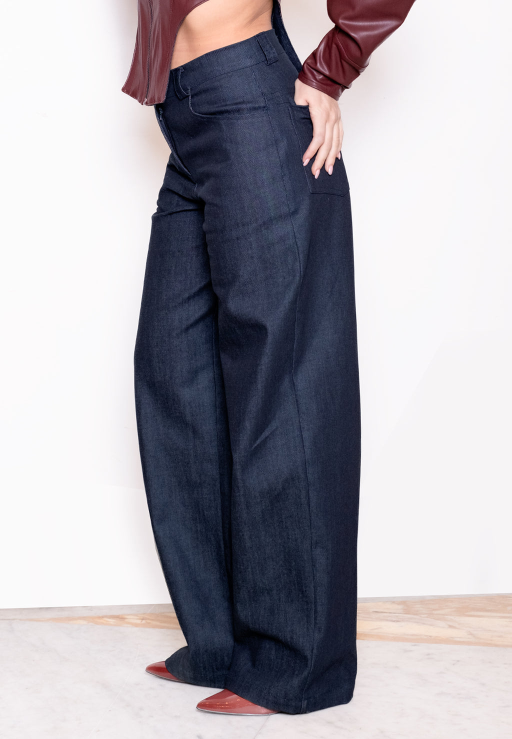 Pantalone wide-leg a vita bassa - vista retro